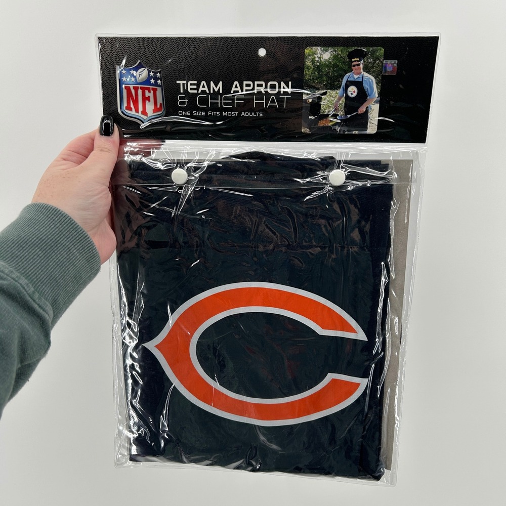 NFL Chicago Bears Team Apron and Chef Hat Set Navy Blue One Size NEW Sporty Gift